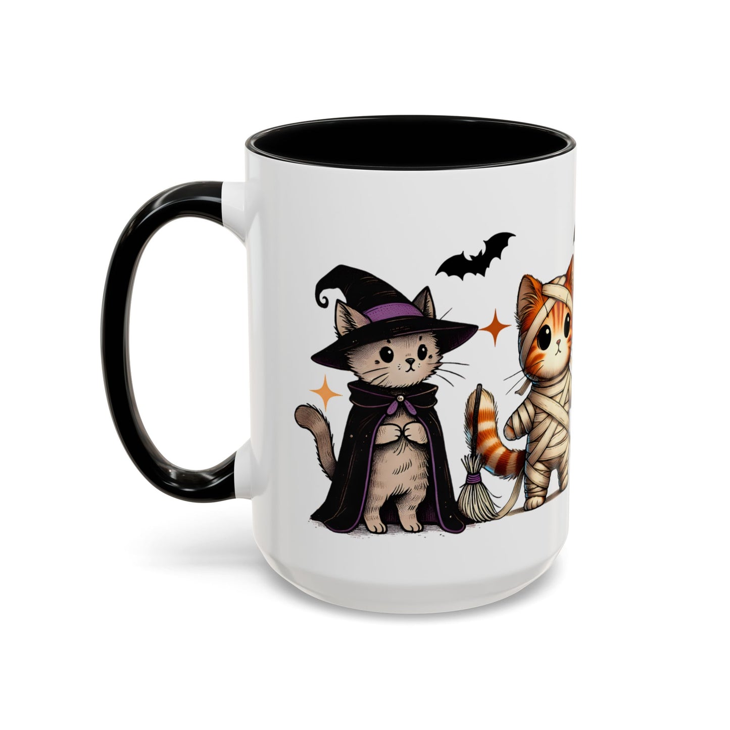 Halloween Cat Accent Coffee Mug, Cute Cat Mug, Spooky Coffee Cup, Gift for Cat Lovers, Seasonal Mug, Fall Decor