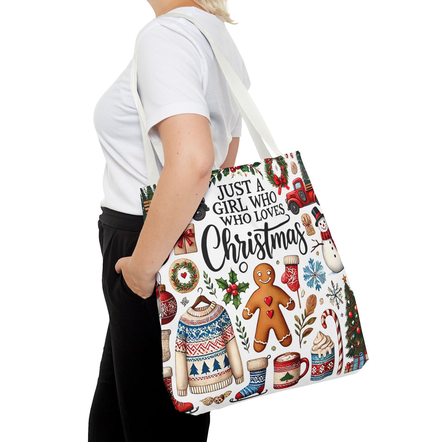 "Just a Girl Who Loves Christmas"  Christmas Tote Bag | Festive Holiday Gift & Shopping Bag, Gift For Her, Just A Girl