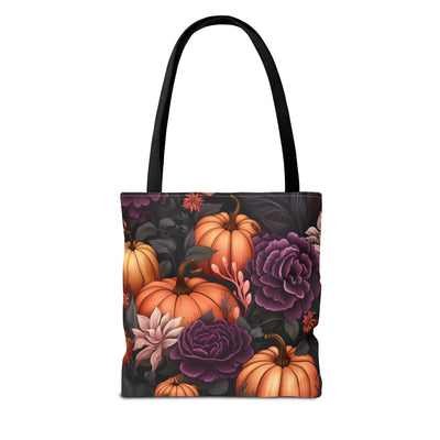 Autumn Pumpkin Floral Tote Bag, Fall Harvest Bag, Halloween Tote, Seasonal Shopping Bag, Thanksgiving Accessory