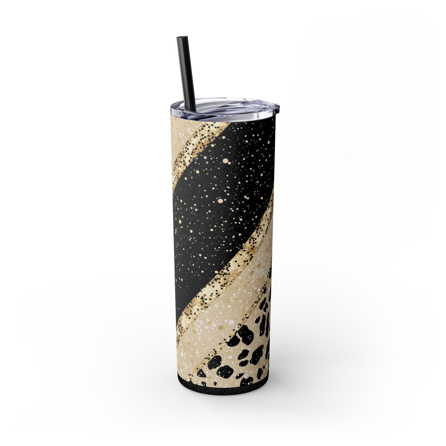 Chic Leopard Print 20oz Skinny Tumbler With Straw, Stylish Travel Mug, Modern Home Decor, Gift for Mom, Coffee or Tea Cup