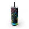 Colorful Soccer 20oz Skinny Tumbler With Straw - Perfect for Gamers, Sporty Gifts, Fun Hydration, Birthday, Everyday Use