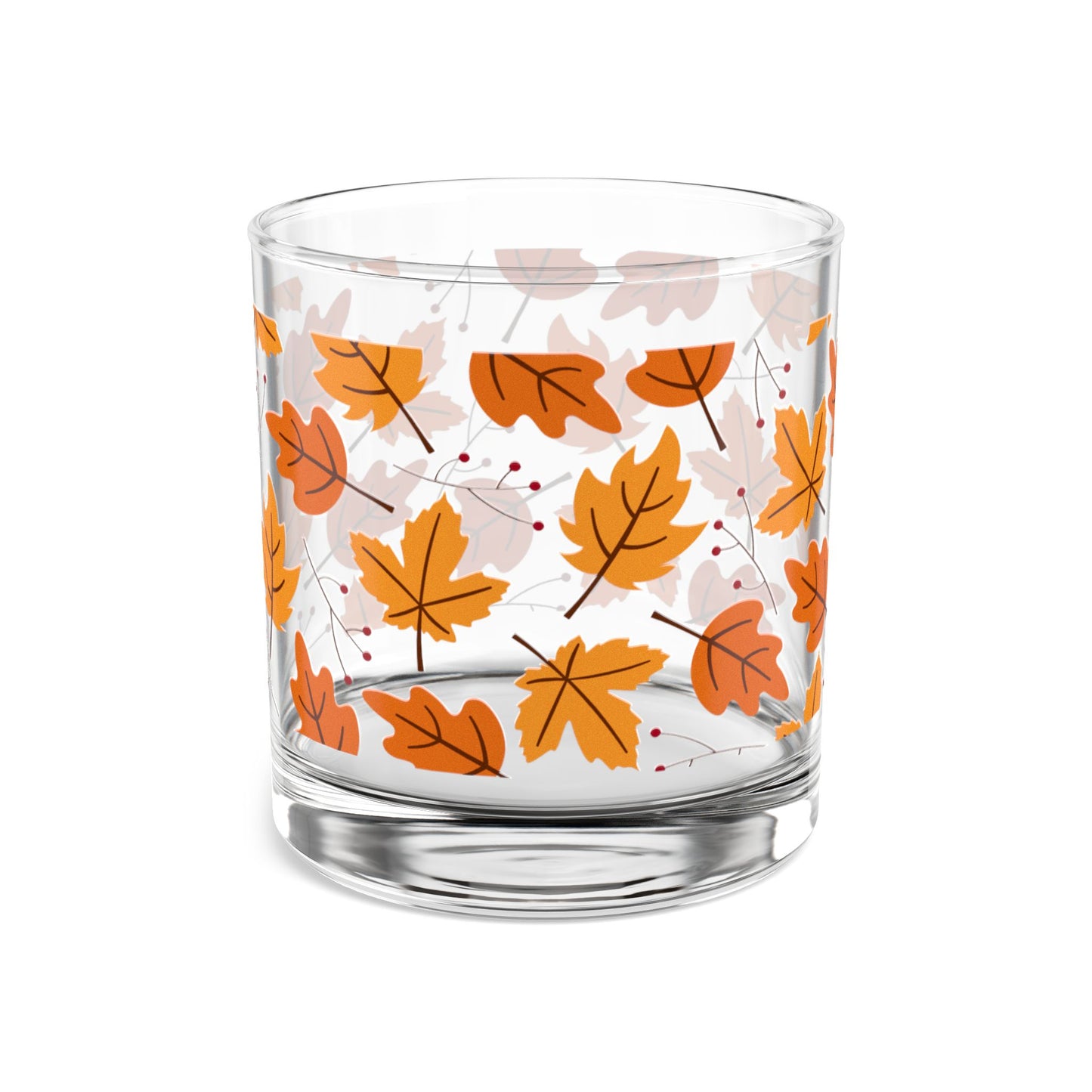 Autumn Leaves Rocks Glass, Fall Cocktail Glass, 10oz Whiskey Glass, Seasonal Barware, Thanksgiving Liquor Glass, Home Decor
