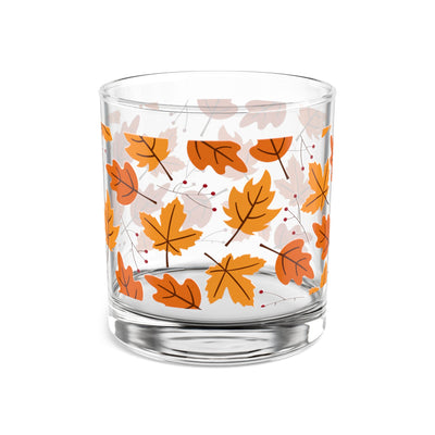 Autumn Leaves Rocks Glass, Fall Cocktail Glass, 10oz Whiskey Glass, Seasonal Barware, Thanksgiving Liquor Glass, Home Decor