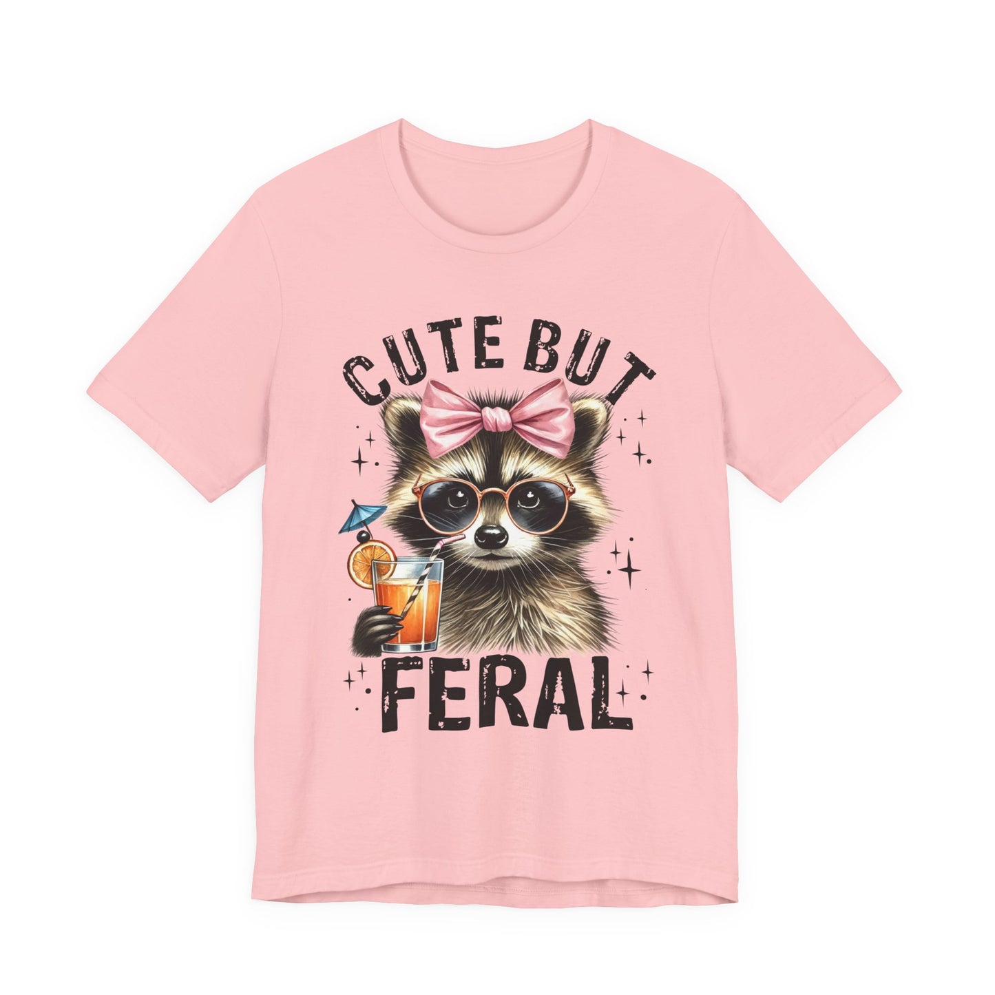 Cute But Feral Raccoon Graphic Tee | Unisex Short Sleeve T-Shirt, Fun Casual Shirt, Gift for Animal Lovers, Summer Tee, Unique Graphic Tee