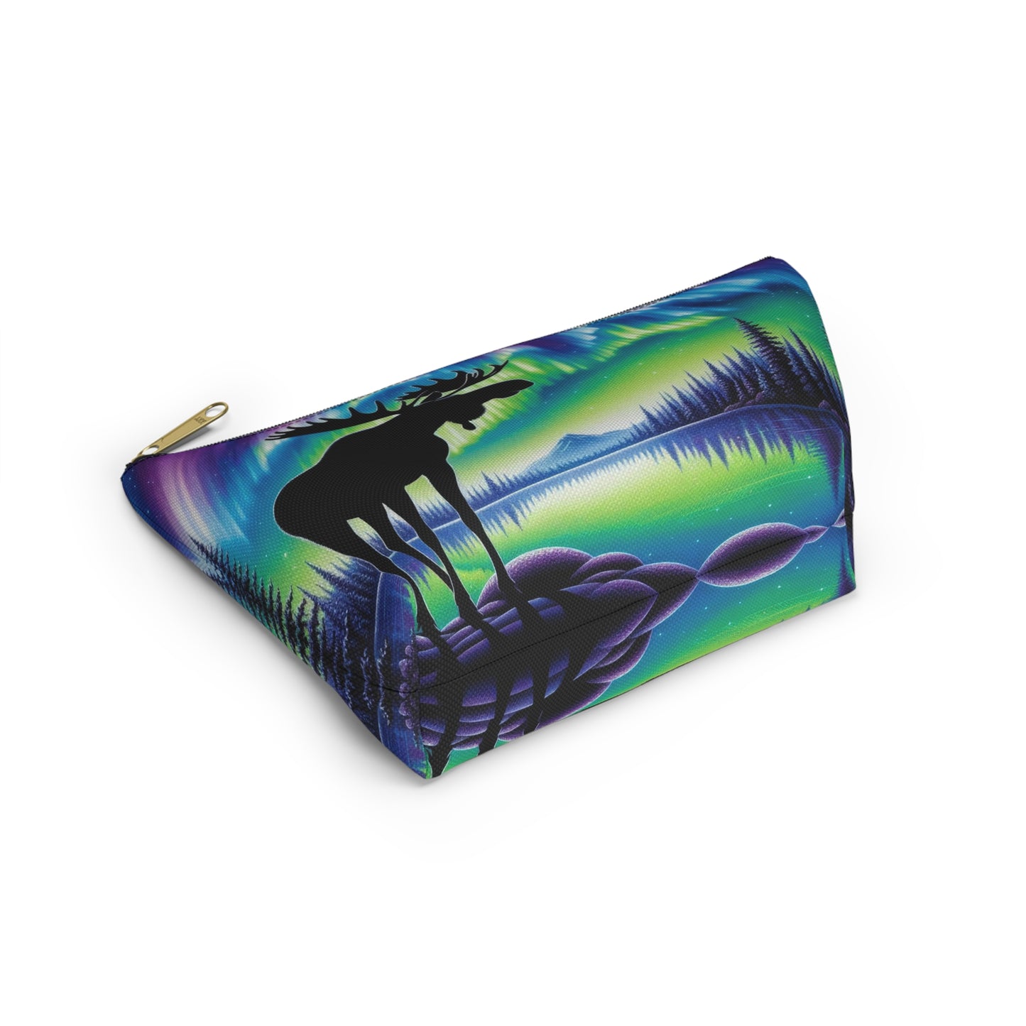 Northern Lights Moose Accessory Pouch, Nature Lover's Travel Organizer, Handbag Essential, Gift for Outdoorsy Friends, Aurora Borealis Design