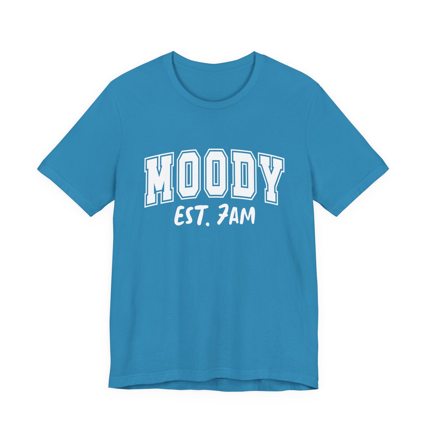 Moody EST. 7AM Graphic Tee | Unisex Short Sleeve T-Shirt, Relaxed T-Shirt for Comfy Days, Perfect Gift for Coffee Lovers, Mood & Vibe Shirt, Casual Wear