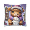 "Merry Christmoos" Cute Higland Cow Christmas Pillowcase | Holiday Decorative Throw Pillow Cover COVER ONLY