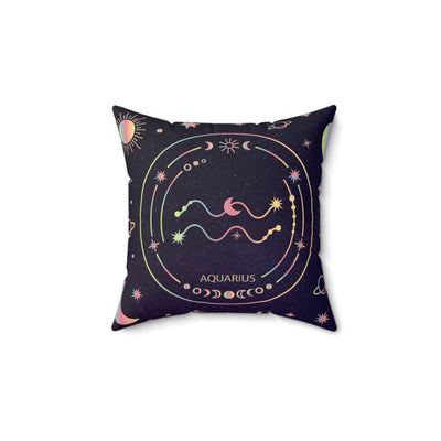 Aquarius Zodiac Faux Suede Pillow, Astrology Decor, Zodiac Gift, Horoscope Cushion, Bohemian Home Accents, Astrology Lover's Gift
