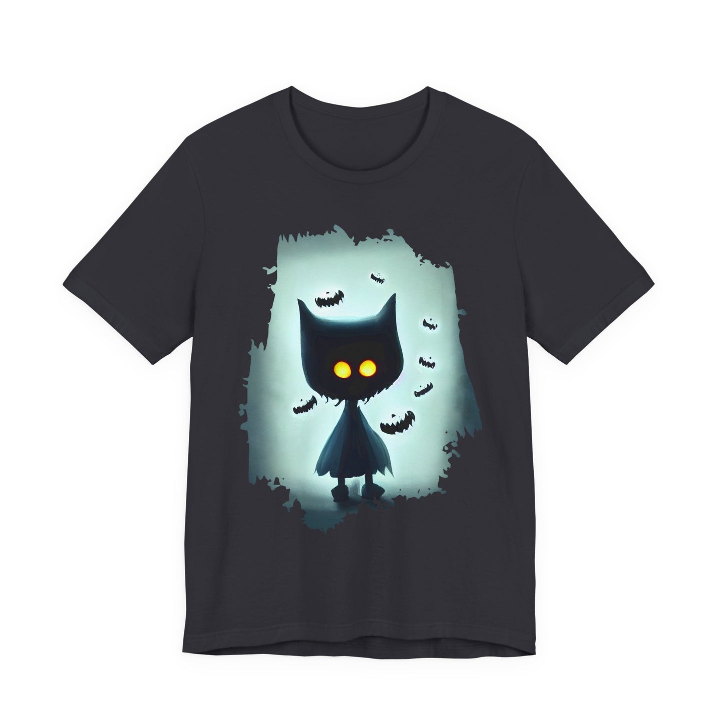 Mysterious Cat Tee for Cat Lovers, Perfect for Halloween, Casual Wear, Gift for Friends, Unisex Short Sleeve Shirt