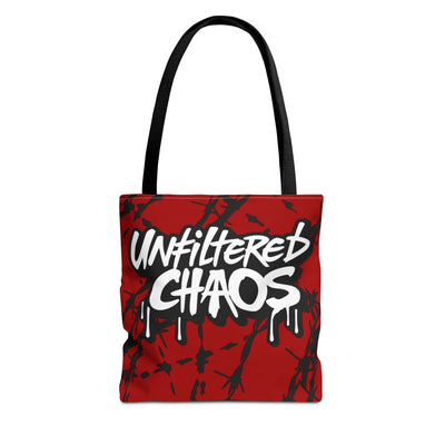 Unfiltered Chaos Red Barbed Wire Tote Bag | All Over Print Urban Grunge Streetwear Tote Bag