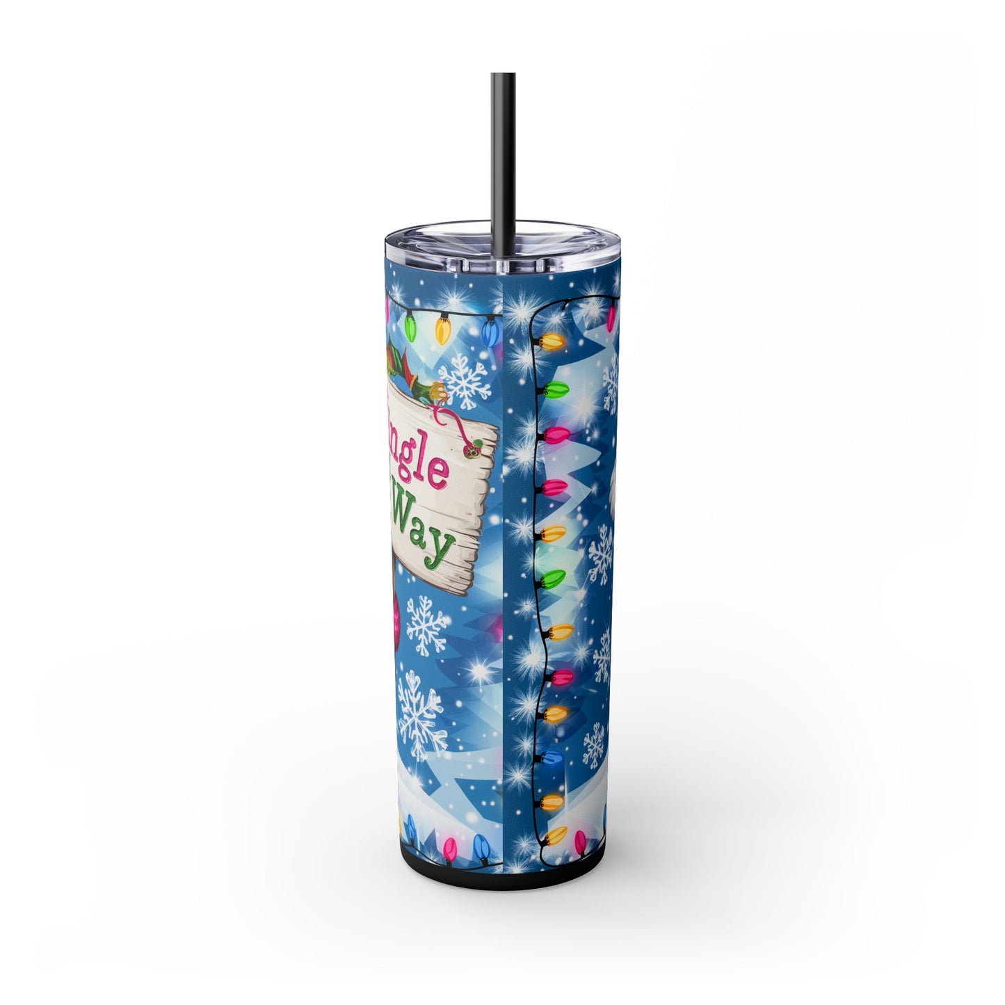 "Jingle All The Way" Gnome Christmas 20oz Skinny Tumbler with Straw | Holiday Tumbler Gift For Everyone