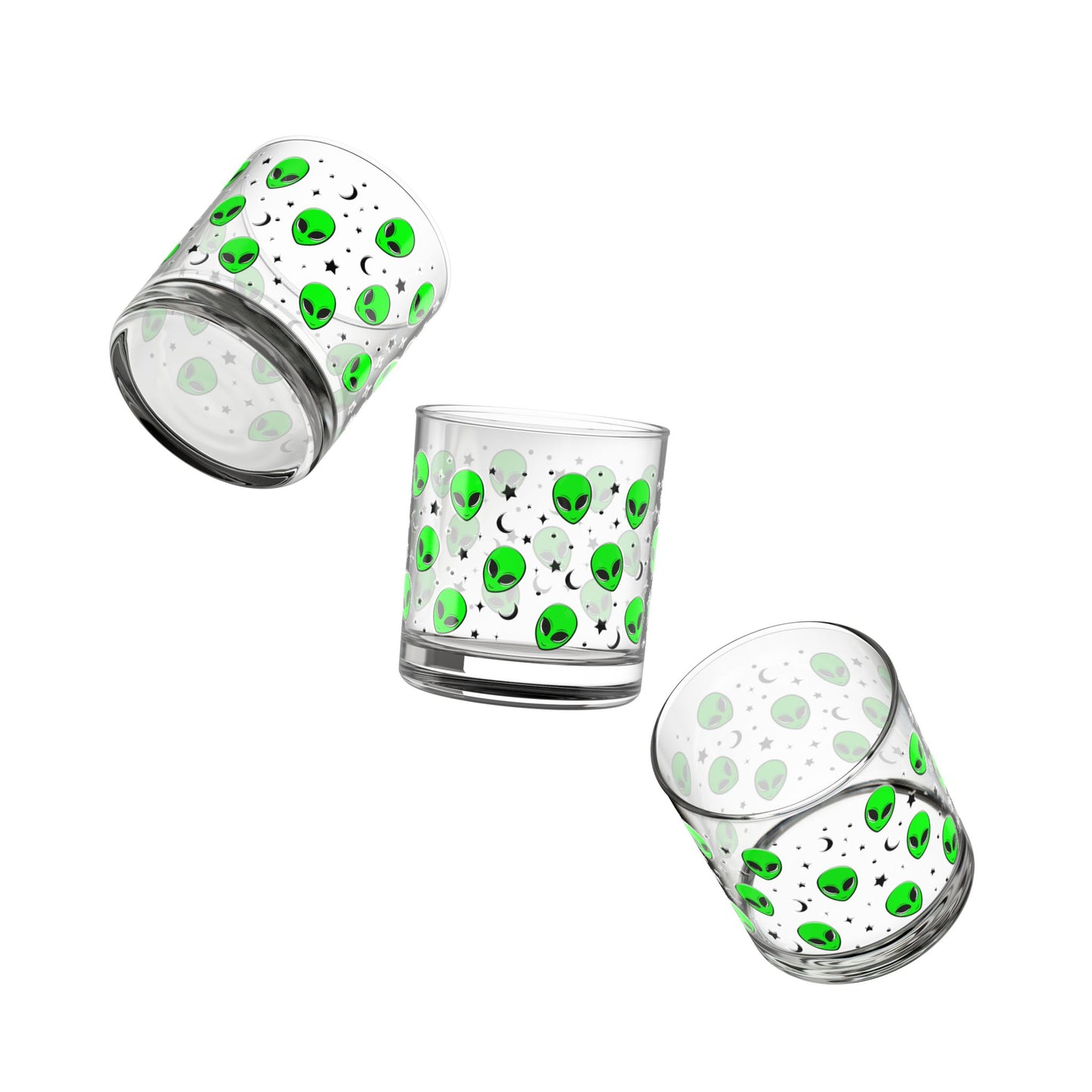 Alien Themed Rocks Glass, 10oz - Fun Home Barware, Unique Gift for Sci-Fi Lovers, Party or Alien-Themed Events, Quirky Decor