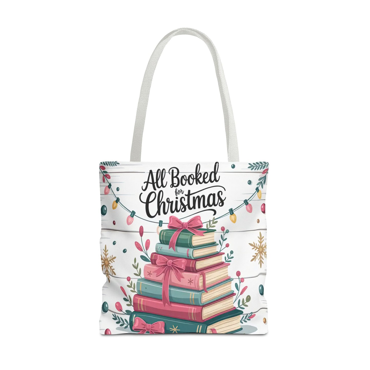 "All Booked For Christmas" Christmas Tote Bag | Festive Holiday Gift & Shopping Bag, Gift For Book Lovers