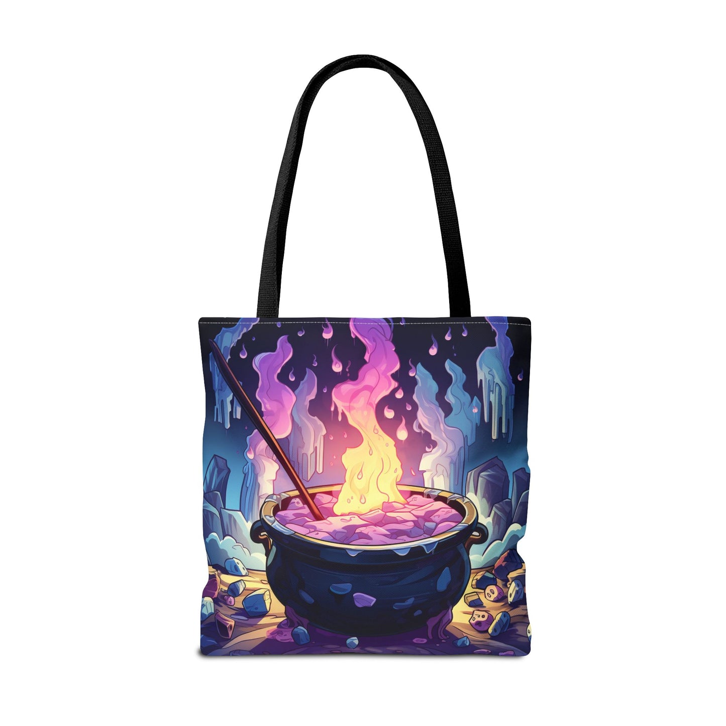 Mystical Cauldron Tote Bag | Witchcraft Tote | Large Reusable Bag | Gift for Witches | Halloween Accessory | Artsy Grocery Bag | AOP Design