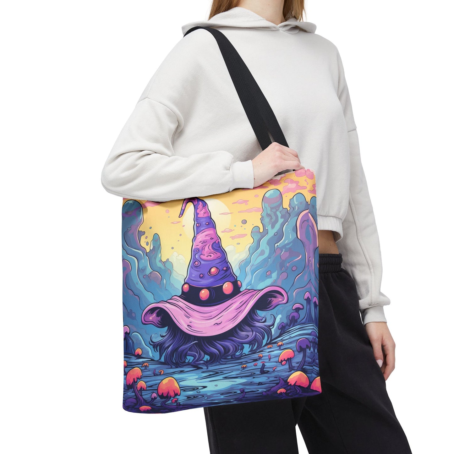 Whimsical Wizardry Tote Bag, Colorful Halloween Bag, Fantasy Art Tote, Magical Eco-Friendly Carryall, Gift for Witch Lovers
