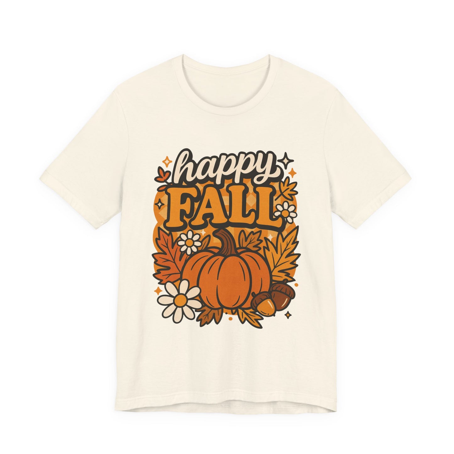 Happy Fall Pumpkin Graphic Tee | Unisex Short Sleeve T-Shirt, Autumn Tee, Seasonal Apparel, Thanksgiving Gift, Cozy Fall Vibes, Graphic Tee, Pumpkin Shirt