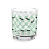 Checkered Ghost Rocks Glass, Spooky Drinkware, Ghost and Bat Design, Perfect for Parties, Unique Gift for Fall Celebrations