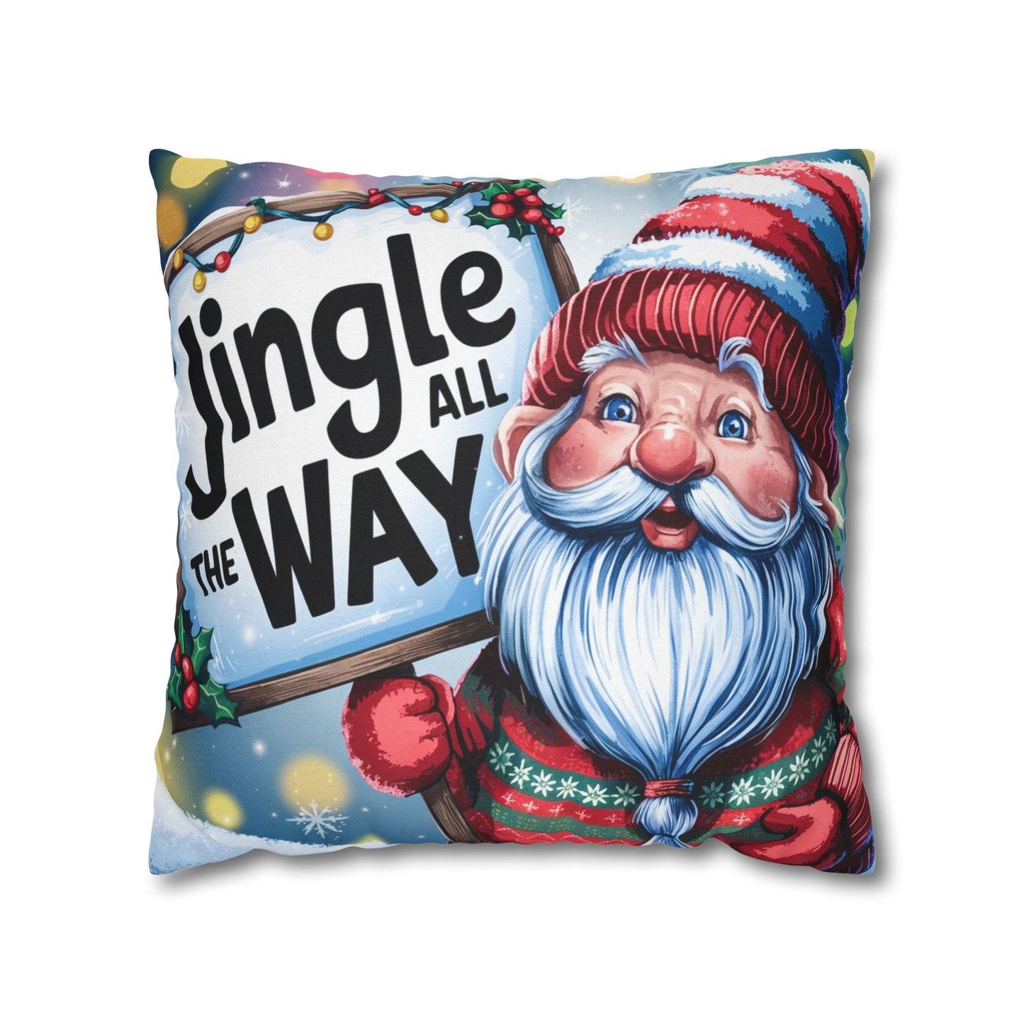 "Jingle All the Way" Santa Christmas Pillowcase | Holiday Decorative Throw Pillow Cover COVER ONLY