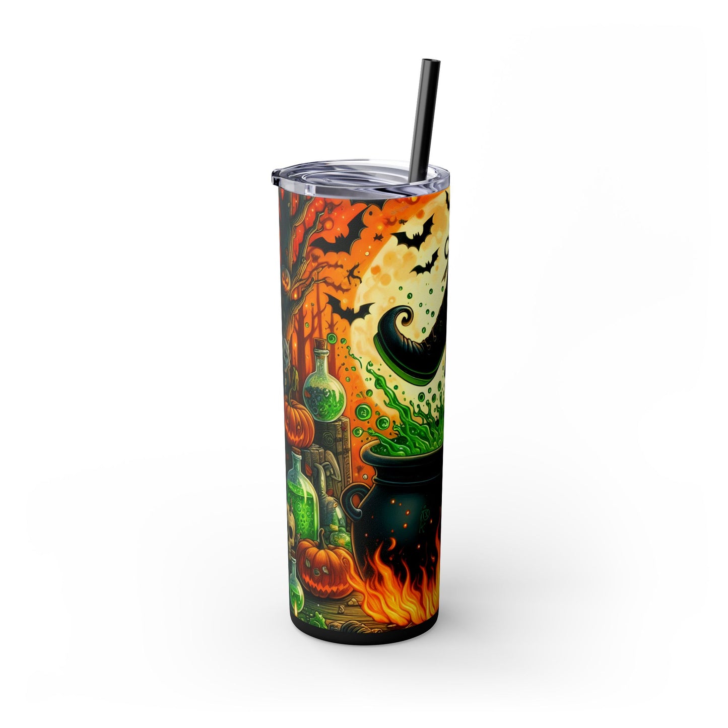 Halloween Witch 20oz Skinny Tumbler With Straw | Witchy Travel Cup, Perfect for Spooky Season, Autumn Decor, Party Supplies, Trick or Treat