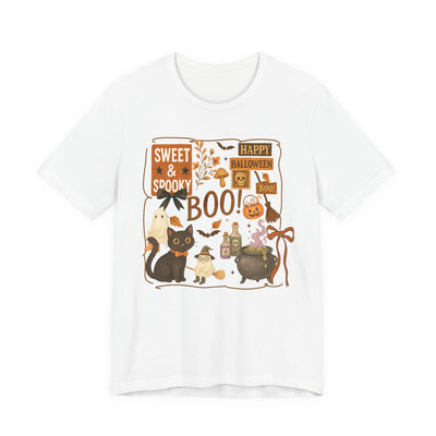 Halloween Cat "Boo" Graphic Tee | Unisex Short Sleeve T-Shirt, Sweet & Spooky, Halloween Costume, Gift for Cat Lovers, Fall Fashion, Halloween Party