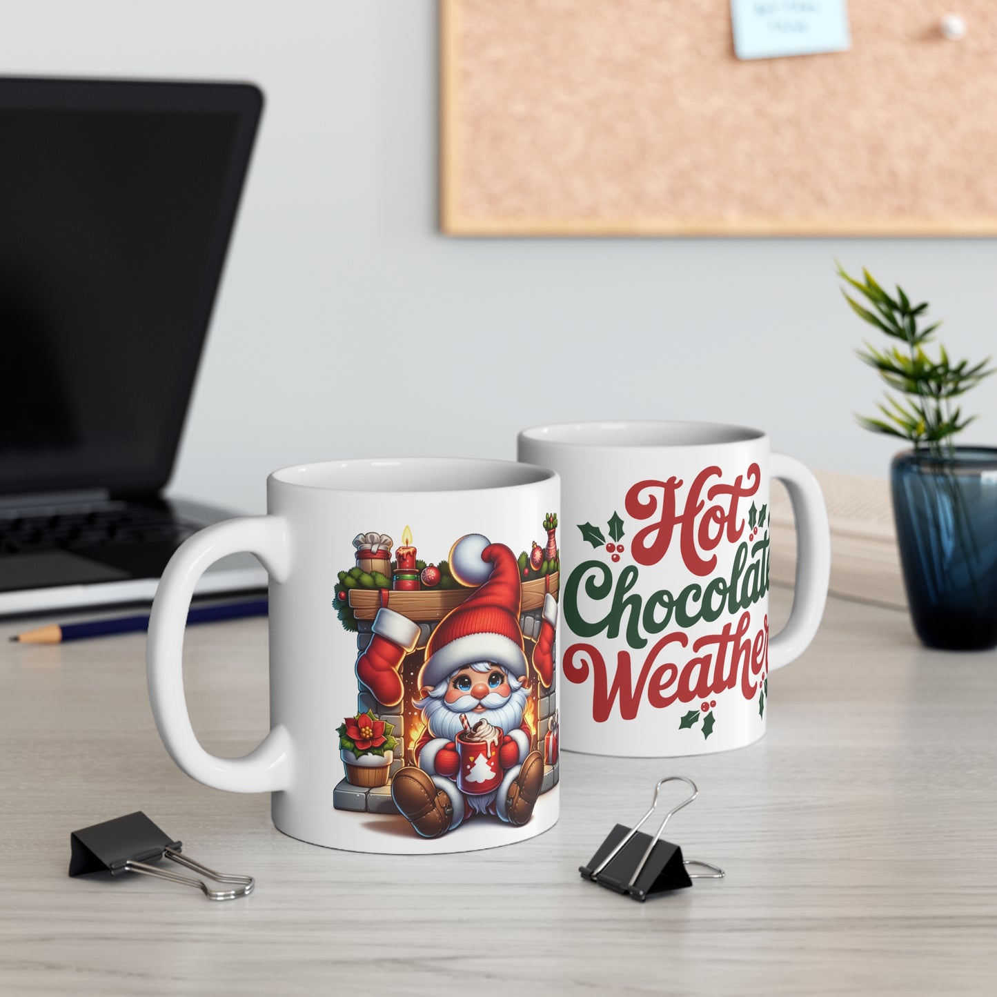 Festive Santa Mug  11oz Christmas Mug  - Holiday Cheer Coffee Cup, Hot Chocolate Weather
