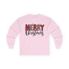 Merry Christmas Unisex Long Sleeve Tee | Plaid Holiday Shirt