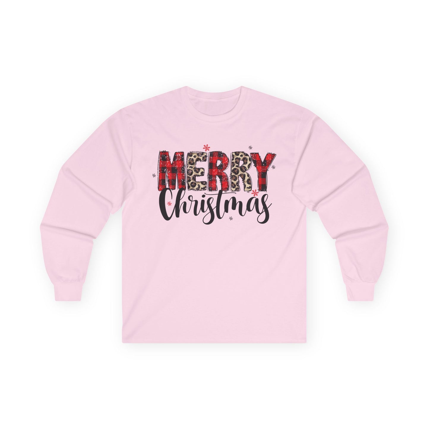 Merry Christmas Unisex Long Sleeve Tee | Plaid Holiday Shirt