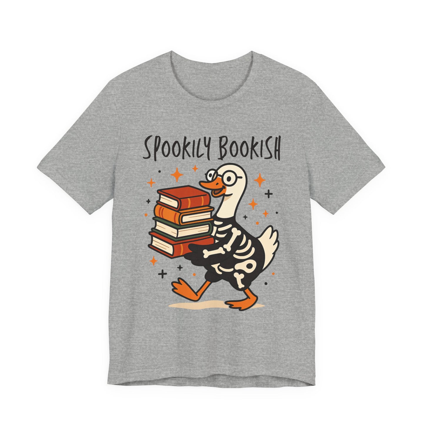 Spookily Bookish Tee, Perfect for Book Lovers, Great Gift for Halloween, Tees for Casual Wear, Quirky Duck Design