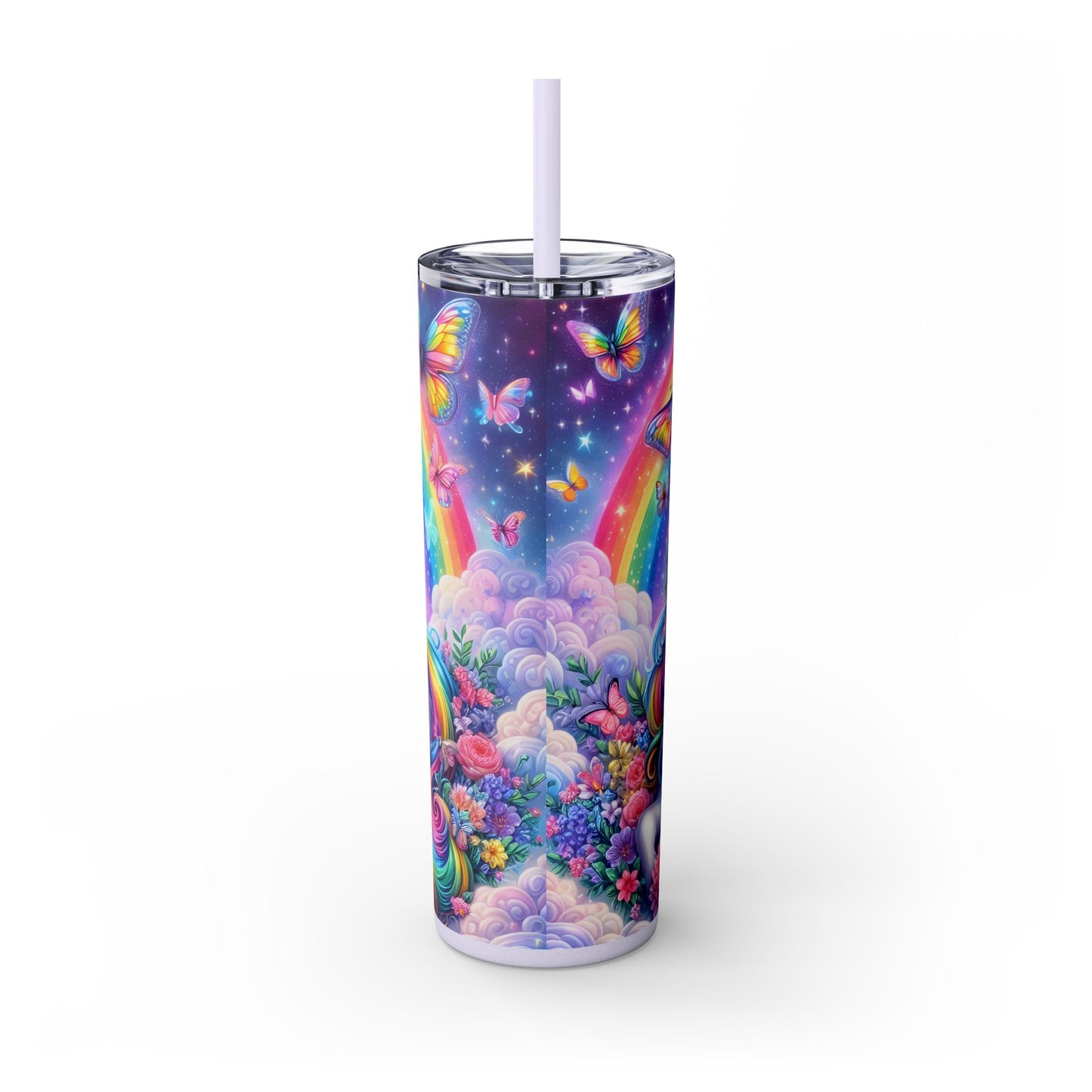 Magical Unicorn 20oz Skinny Tumbler With Straw - Reusable Drinkware for Kids & Adults, Birthday Gift, Rainbow Decor, Magical Decor