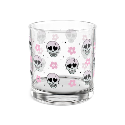 Skulls & Flowers Rocks Glass, Unique Drinkware for Halloween, Party, or Everyday Use, Perfect Gift for Goth Lovers, Skull Decor