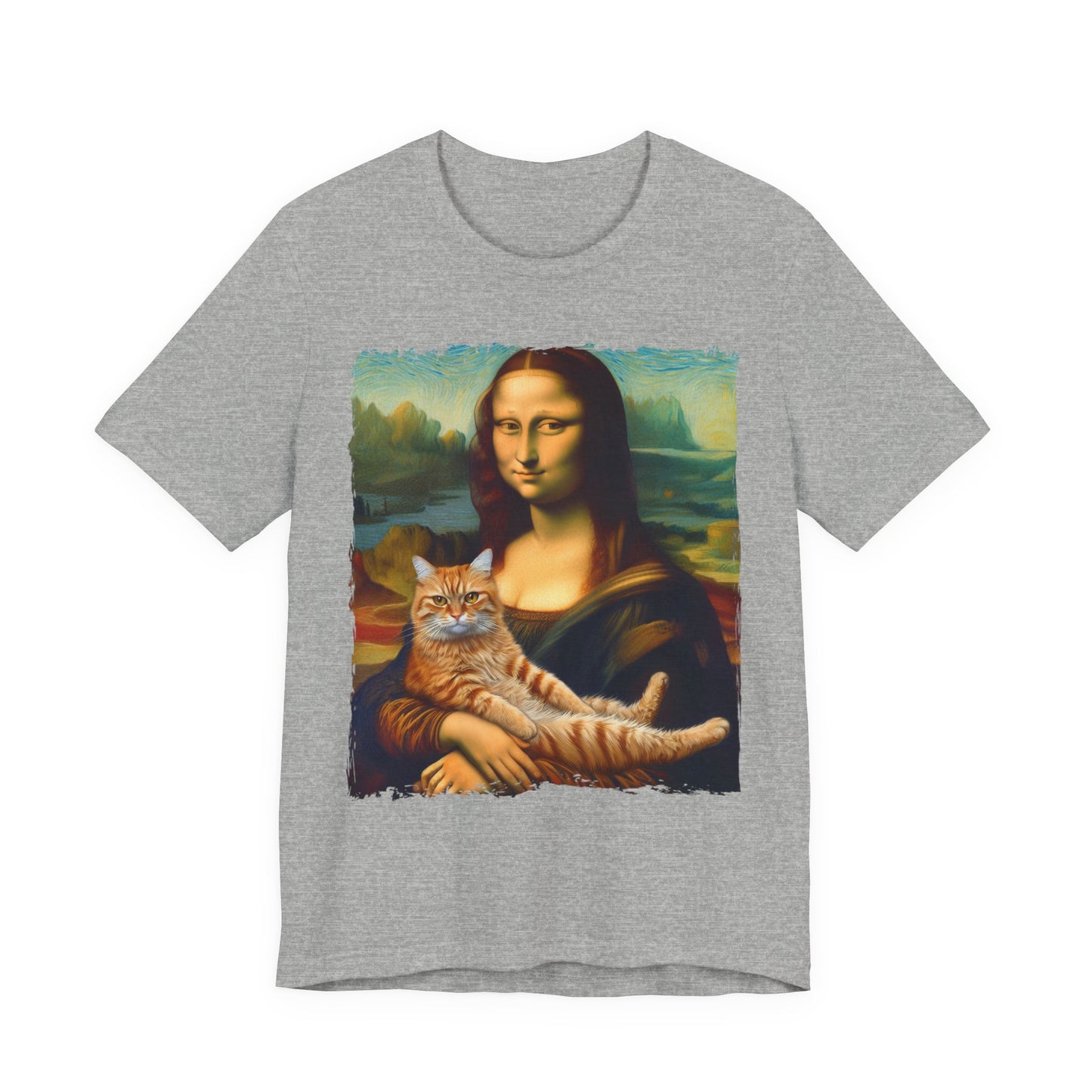 Mona Lisa Cat Graphic Tee | Unisex Short Sleeve T-Shirt, Cute Cat Shirt, Art Lover Gift, Fun Graphic Tee, Casual Wear, Cat Lover Apparel