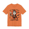 My Blood Type Is Coffee Vampire Tee, Halloween T-Shirt, Funny Graphic Shirt, Unisex Short Sleeve Top, Perfect Gift for Coffee Lovers