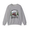 Believe Christmas Train Unisex Crewneck Sweatshirt | Cozy Christmas Holiday Graphic Pullover