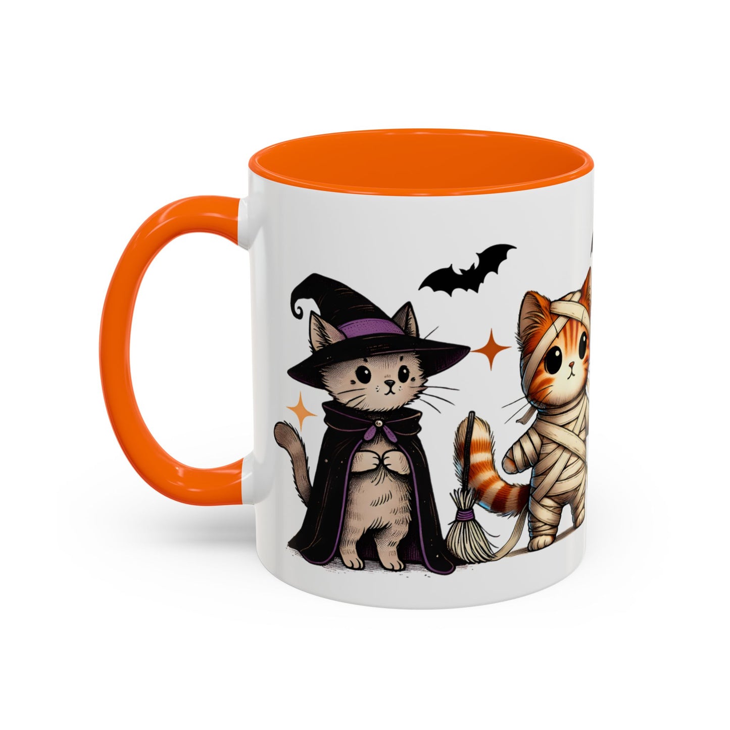 Halloween Cat Accent Coffee Mug, Cute Cat Mug, Spooky Coffee Cup, Gift for Cat Lovers, Seasonal Mug, Fall Decor