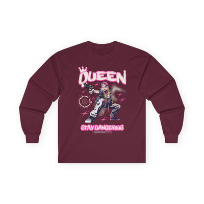 Queen "Stay Dangerous" Graphic Long Sleeve Tee | Edgy Anime Streetwear Shirt for Gangster Women