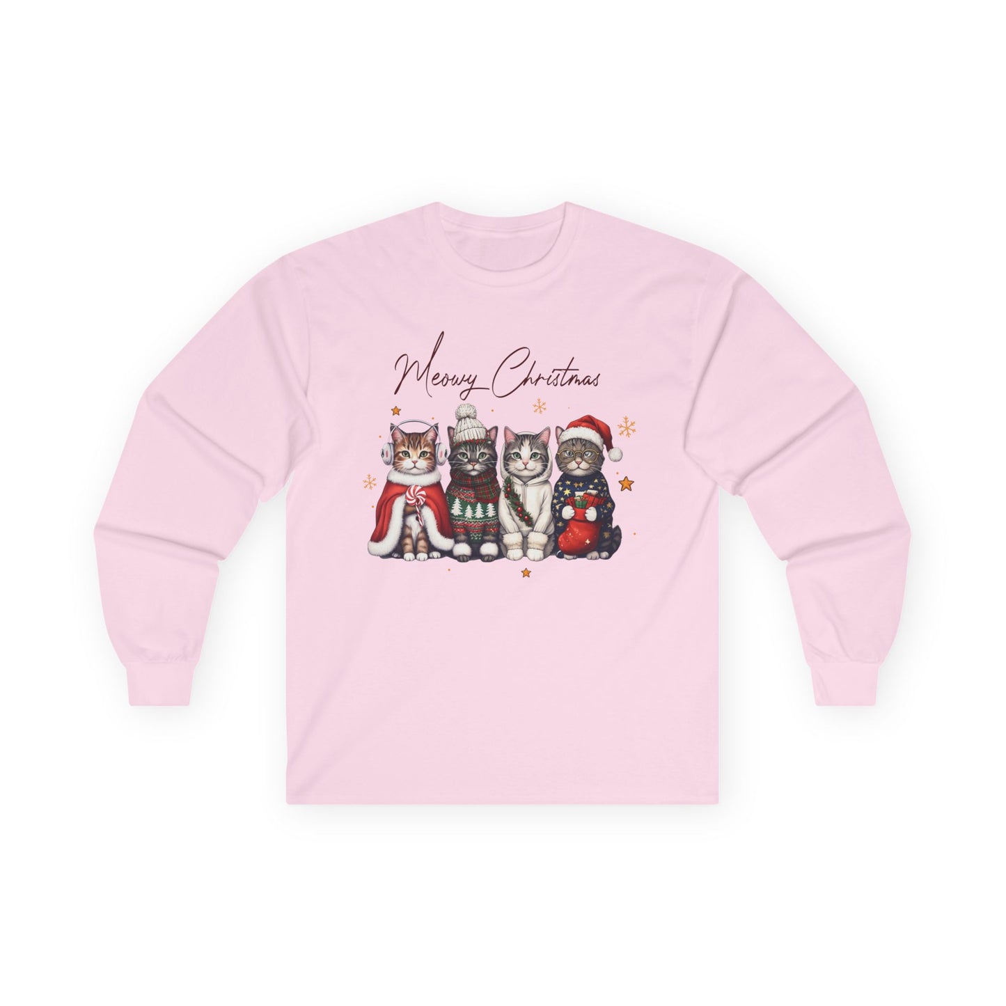 Festive Christmas Cats Long Sleeve Tee | Merry Christmas Shirt