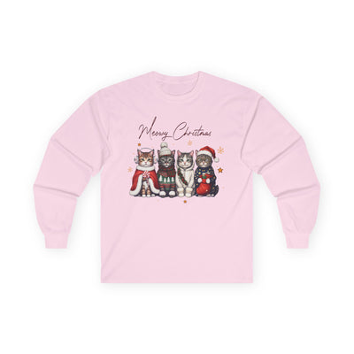 Festive Christmas Cats Long Sleeve Tee | Merry Christmas Shirt