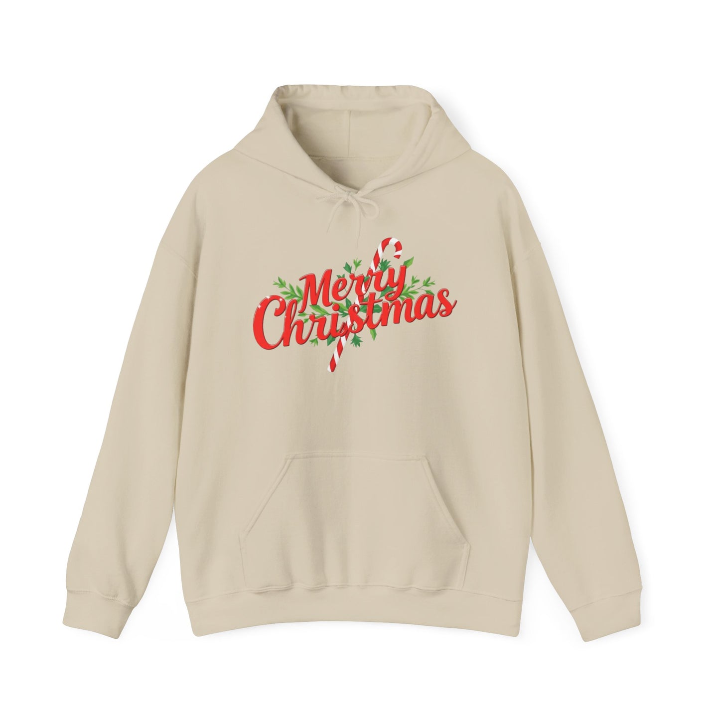 "Merry Christmas" Candy Cane Hoodie | Christmas Festive Holiday Hooded Sweatshirt