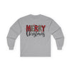 Merry Christmas Unisex Long Sleeve Tee | Plaid Holiday Shirt