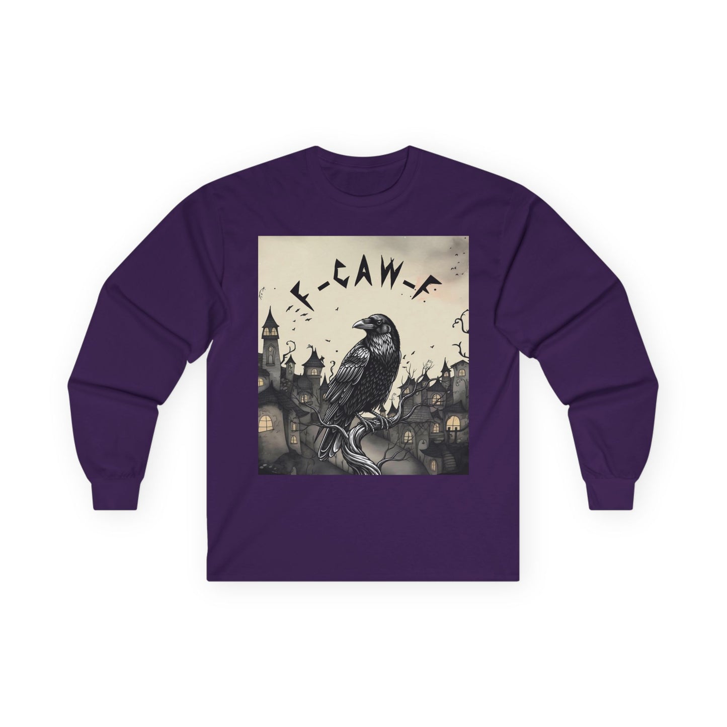 Gothic Raven F-CAW-F Crow Long Sleeve Tee – Alternative Fashion, Perfect for Halloween, Unisex Style