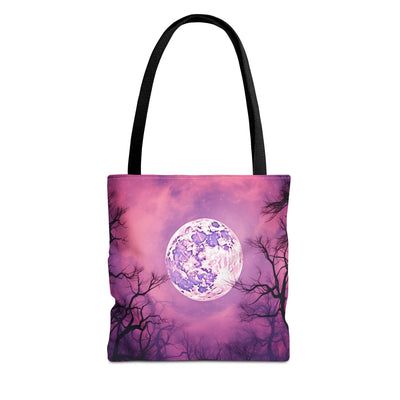 Moonlit Night Tote Bag, Celestial Vibes, Reusable Shopping Bag, Gift for Nature Lovers, Purple Moon Design