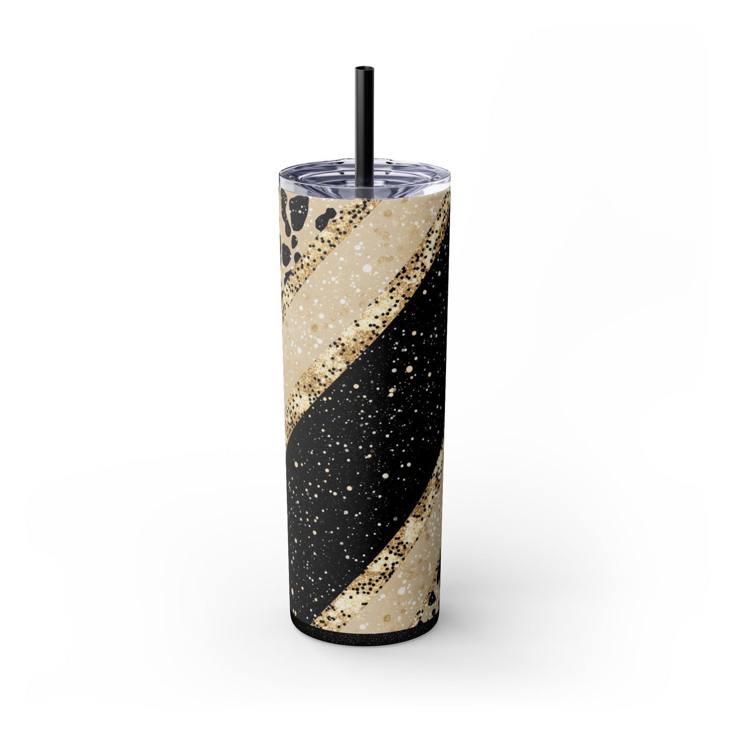 Chic Leopard Print 20oz Skinny Tumbler With Straw, Stylish Travel Mug, Modern Home Decor, Gift for Mom, Coffee or Tea Cup