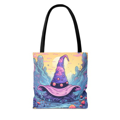 Whimsical Wizardry Tote Bag, Colorful Halloween Bag, Fantasy Art Tote, Magical Eco-Friendly Carryall, Gift for Witch Lovers