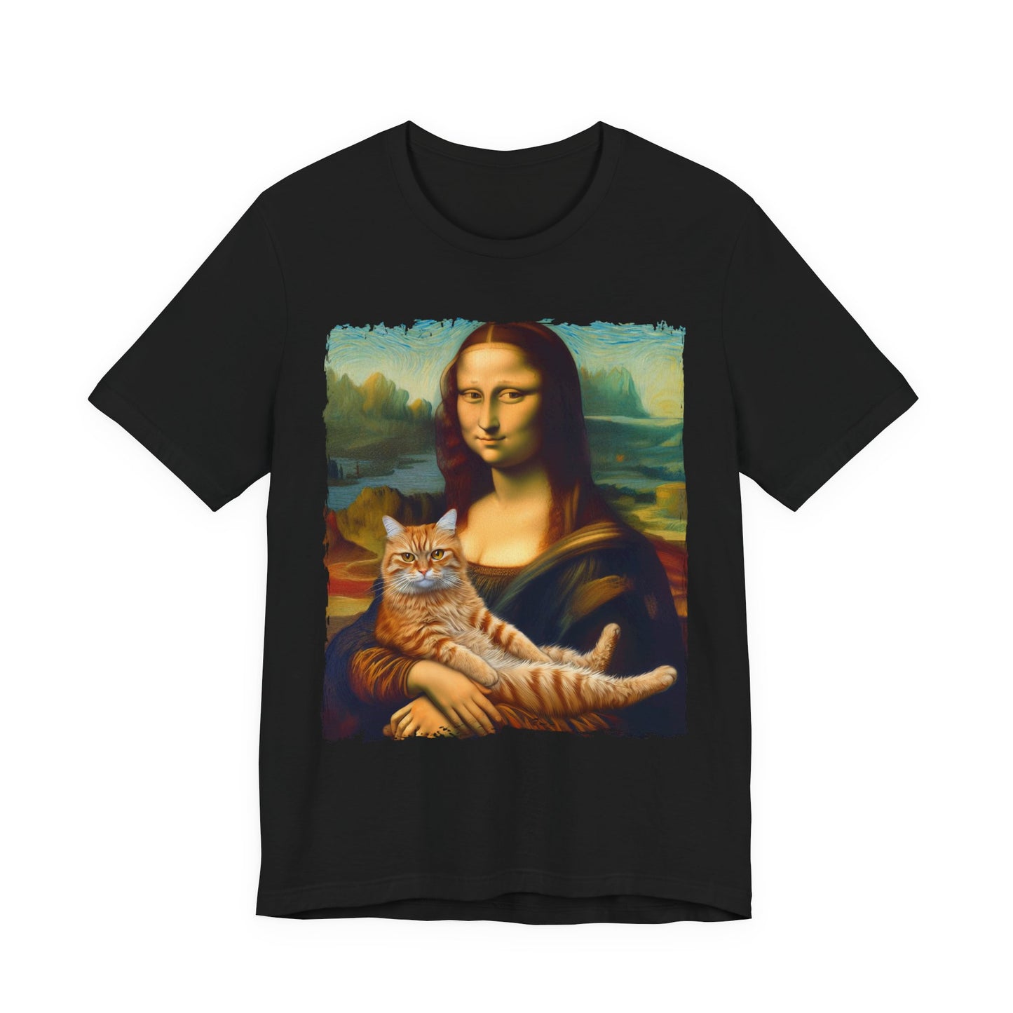 Mona Lisa Cat Graphic Tee | Unisex Short Sleeve T-Shirt, Cute Cat Shirt, Art Lover Gift, Fun Graphic Tee, Casual Wear, Cat Lover Apparel