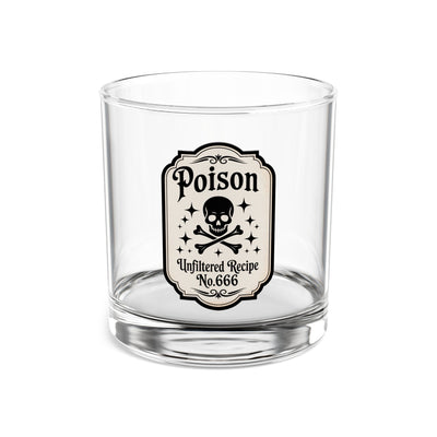 Apothecary Label "Poison - Unfiltered Recipe No. 666" Rocks Glass, Unique 10oz Glassware for Halloween Lovers, Witchy Home Bar Decor