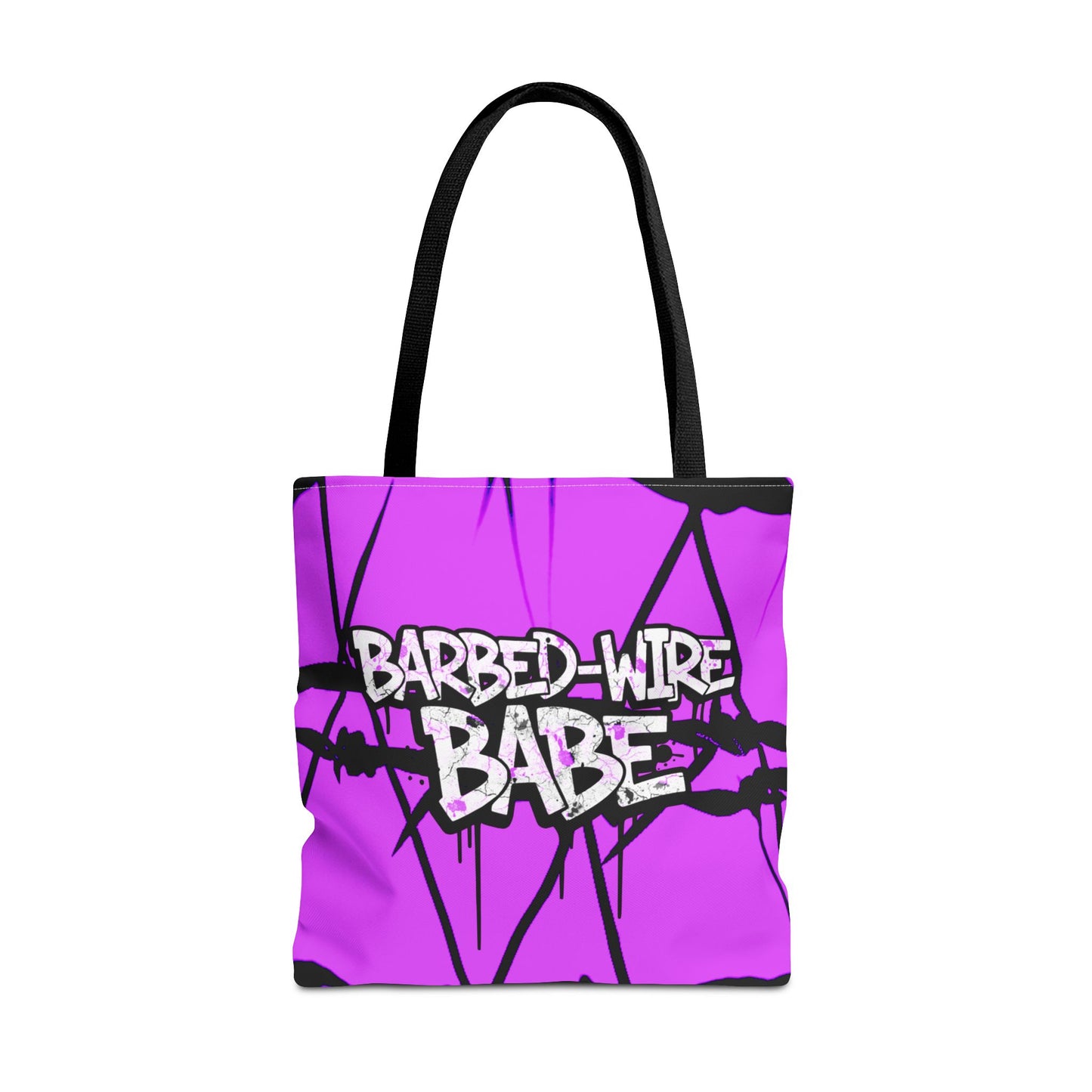 Barbed-Wire Babe Tote Bag | Pink Urban Grunge All-Over Print Streetwear Tote Bag