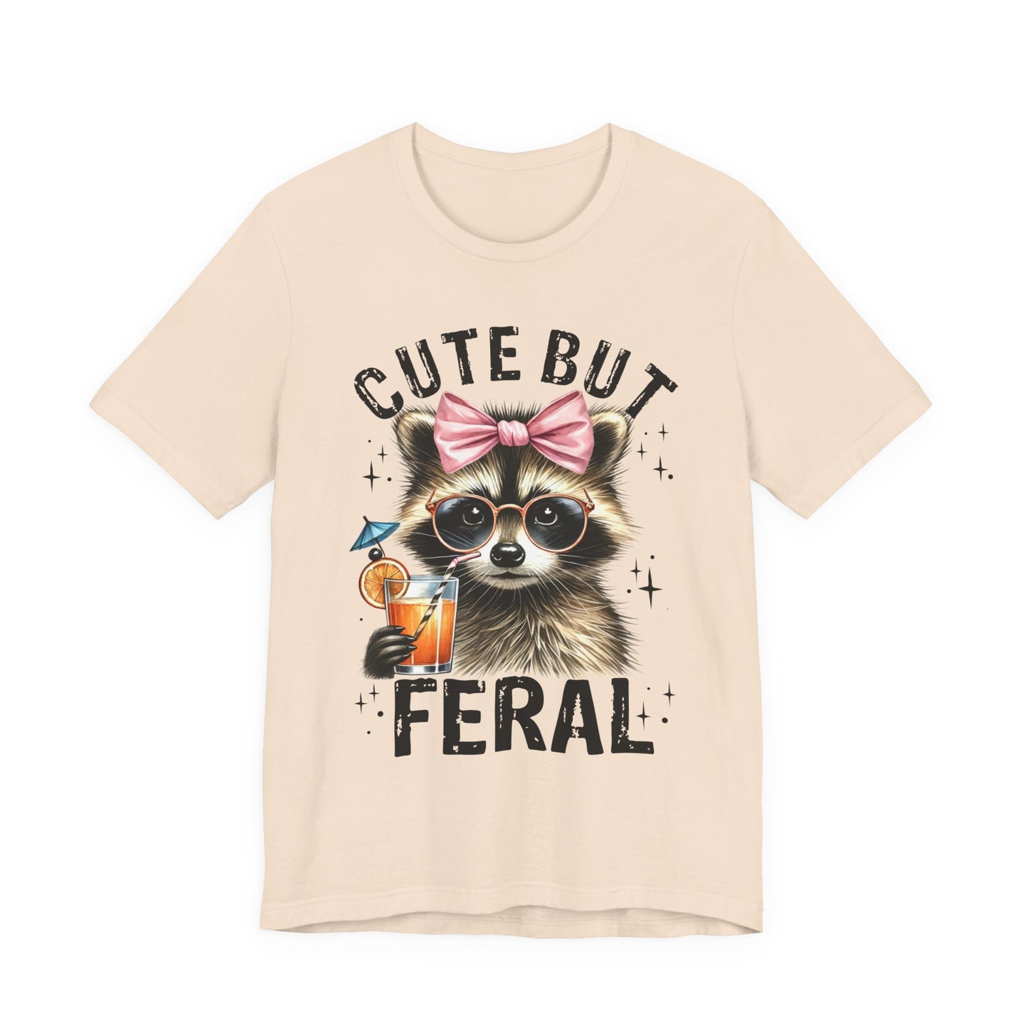 Cute But Feral Raccoon Graphic Tee | Unisex Short Sleeve T-Shirt, Fun Casual Shirt, Gift for Animal Lovers, Summer Tee, Unique Graphic Tee