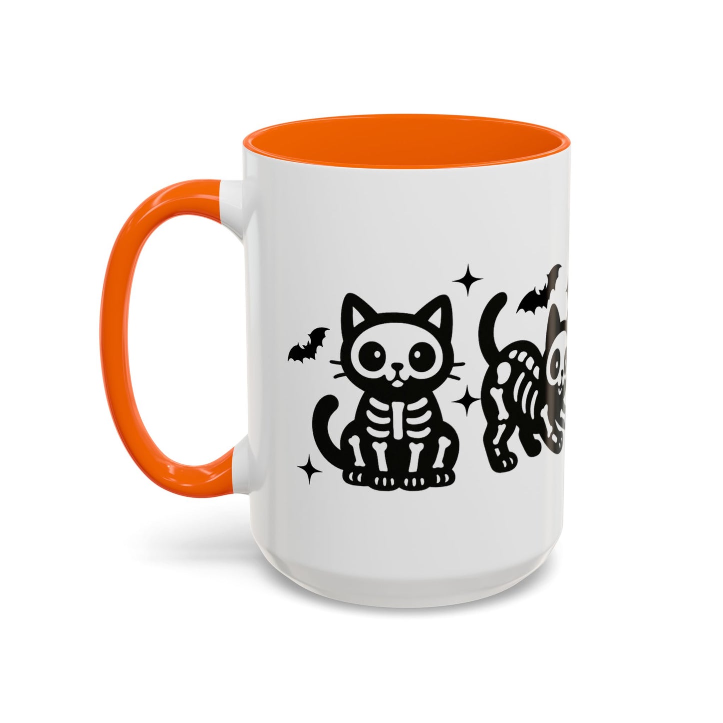 Halloween Cat Accent Coffee Mug, Cute Skeleton Cats Mug, Spooky Gifts, Black Cat Mug for Halloween, Witchy Home Decor