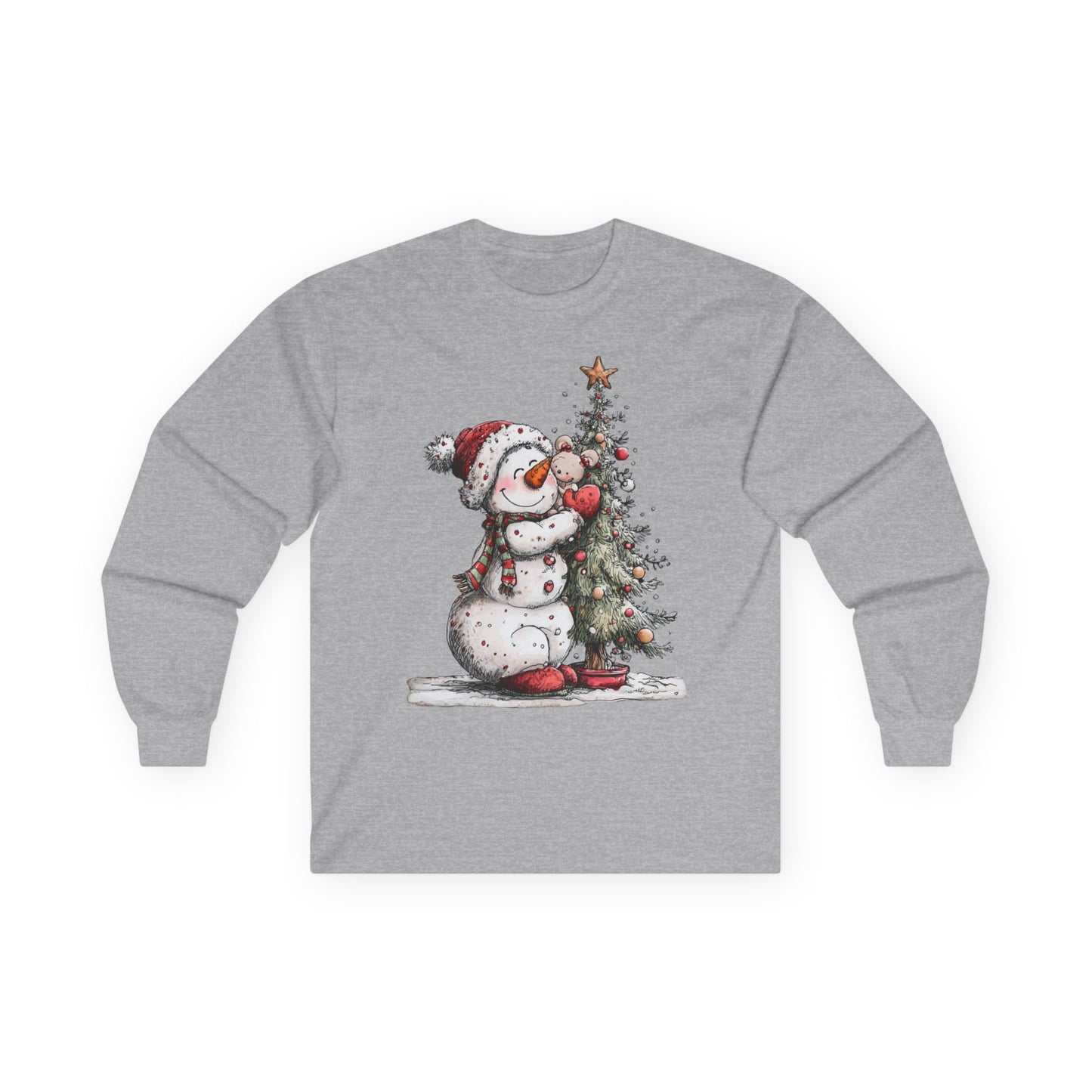 Christmas Snowman Unisex Long Sleeve Tee | Snowman Shirt, Christmas Tree Long Sleeve