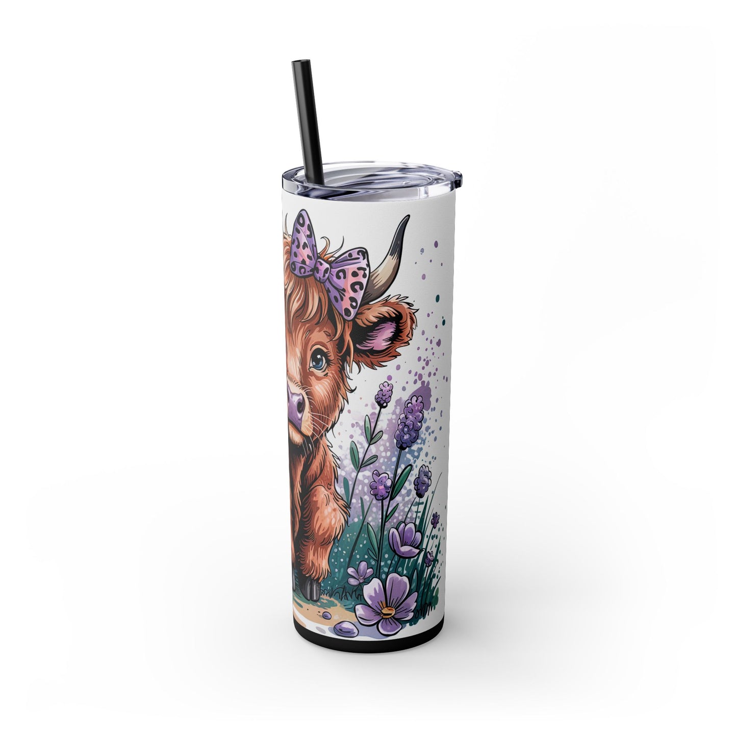Messy But Doing My Best - Highland Cow 20oz Skinny Tumbler With Straw, Beautiful Gift for Cow Lovers, Charming Farmhouse Kitchen Decor, Unique Drinkware